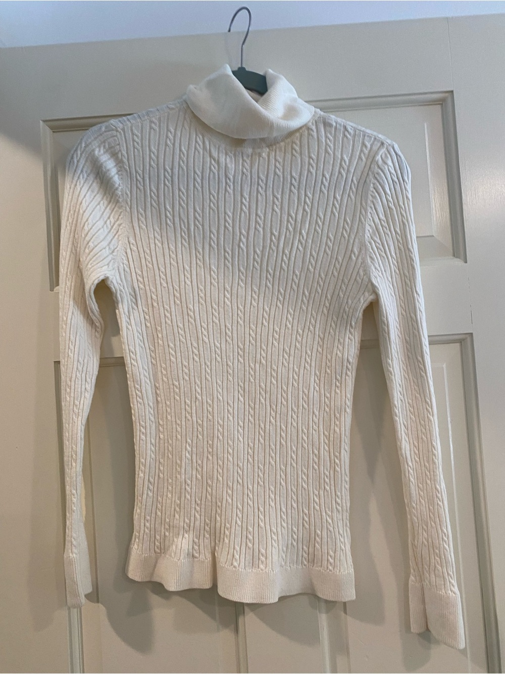 Talbots Cream Cable Knit Turtleneck Sweater